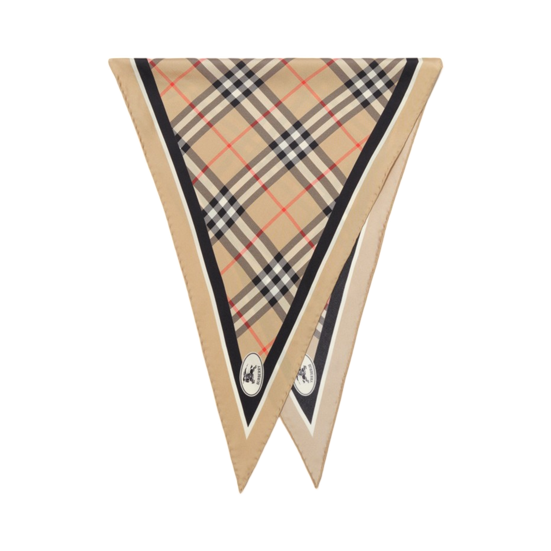 버버리 체크 나이트 스탬프 실크 스카프 샌드 베이지(Burberry Check Knight Stamp Silk Scarf Sand Beige) - 2