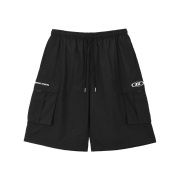 BORN TO WIN Symbol Logo Nylon Cargo Bermuda Pants Black