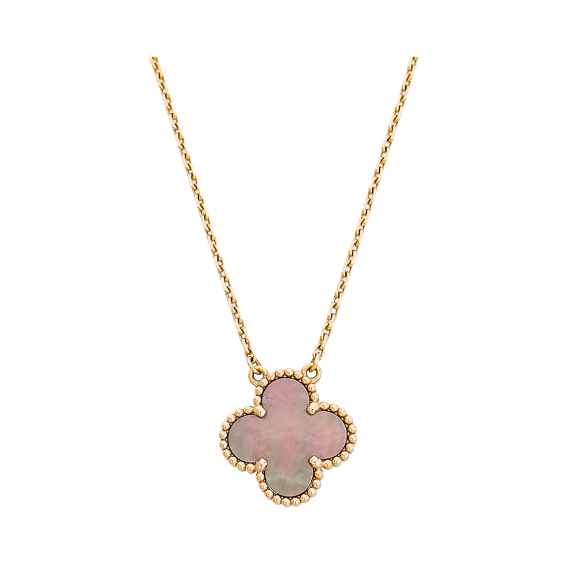 ITI6RULBU5AV Van Cleef & Arpels Vintage Alhambra Necklace 18K Rose Gold Gray Mother-of-Pearl