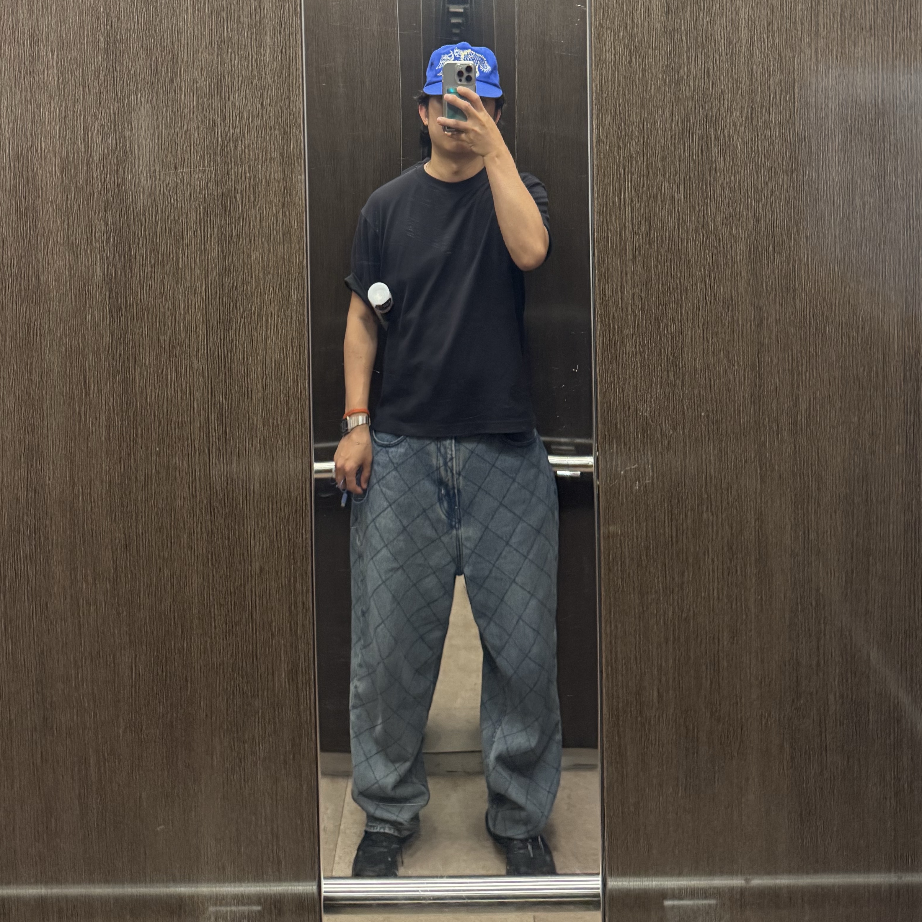 Salomon x MM6 Maison Margiela Spectur 2 Black Pewter, Aftermath Atm Devil Logo Ball Cap Blue 착용 스타일