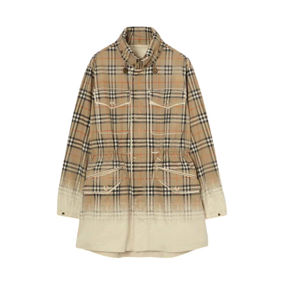 8126118 Burberry Gradient Check Tropical Gabardine Parka Taupe Beige