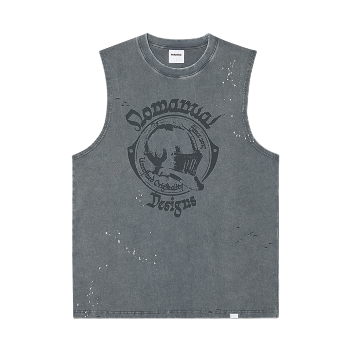 노매뉴얼 조우스트 워시드 슬리브리스 티 워시드 그레이(NOMANUAL Joust Washed Sleeveless Tee Washed Gray)