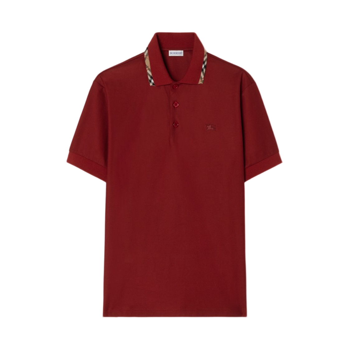 8127683 Burberry Check Trim Cotton Polo Shirt Auburn Brown