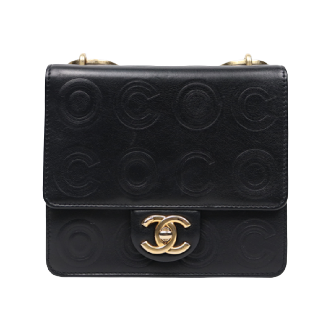 ITVFW4VPAP9E Chanel Black CC Embossed Chain Shoulder Bag