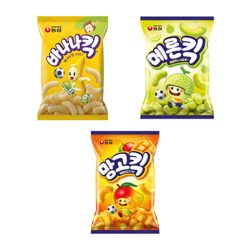 - Nongshim Banana Kick (4 Bags) + Melon Kick (4 Bags) + Mango Kick (2 Bags)