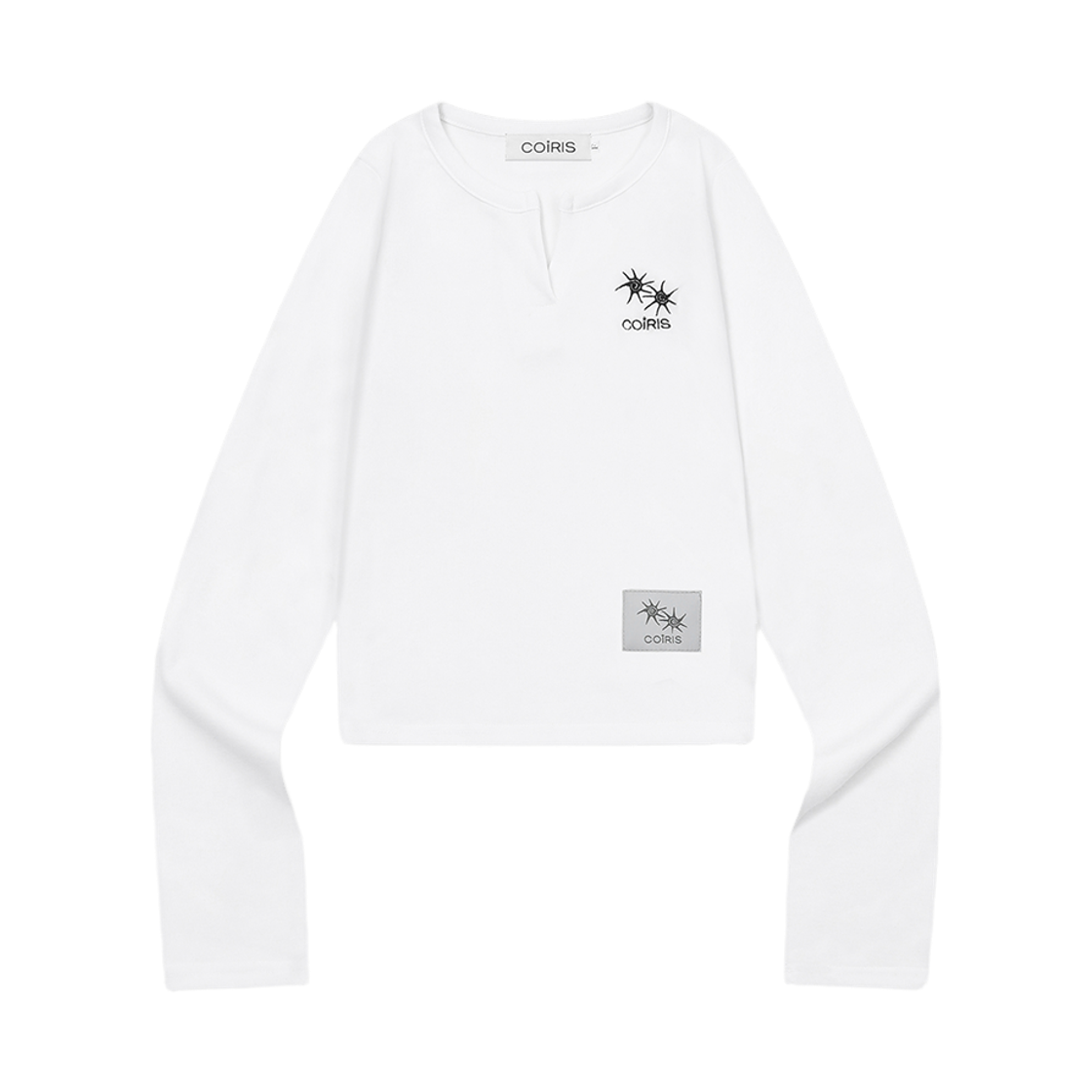 C-P00000GV Coiris Ruben Slit V-Neck Long Sleeve T White
