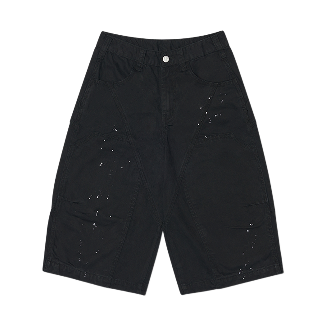 NMSS62SP04WBK NOMANUAL Painted Double Knee Shorts Washed Black