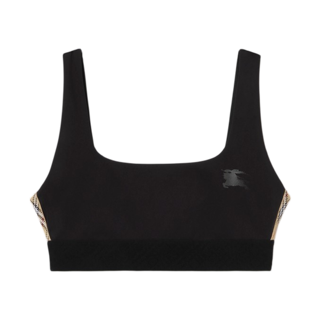 8117059 (W) Burberry Check Trim Stretch Nylon Bra Top Black