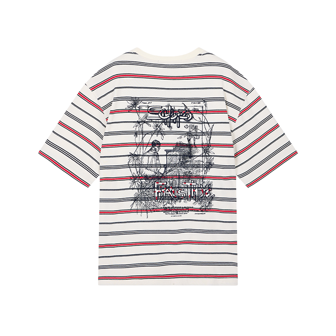 지오송지오 스케르조 아트워크 스트라이프 티셔츠 아이보리 ZI3TS380IV(ZIOSONGZIO Scherzo Artwork Stripe T Shirt Ivory) - 1