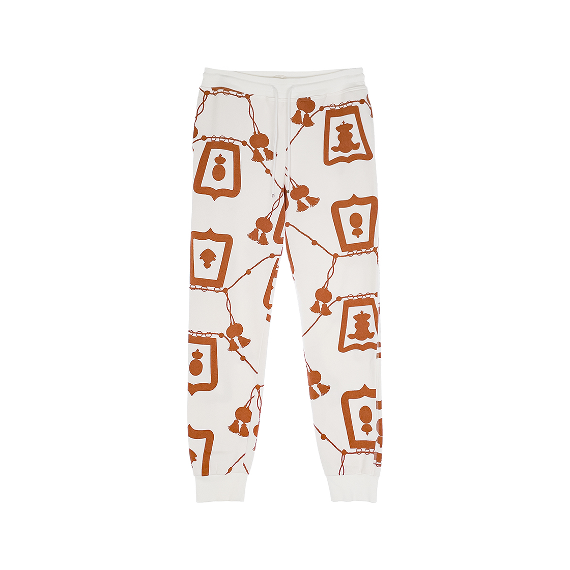 ITF9SE8F2CWL Hermes Printed Jogger Pants White & Brown (6HA0658)