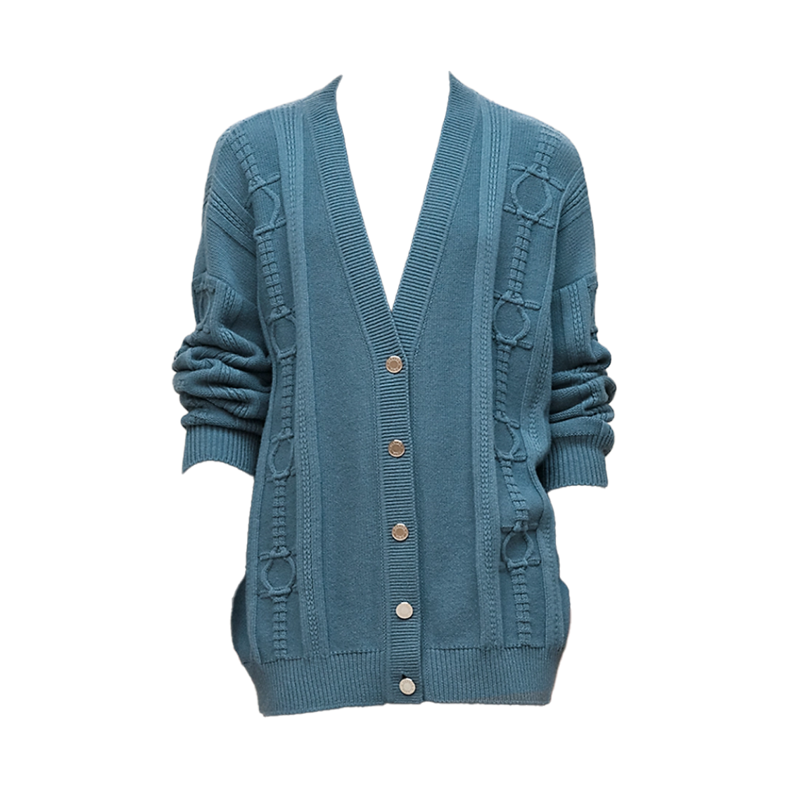 H6H2736D3KM (W) Hermes Button Cardigan Bleu Canal