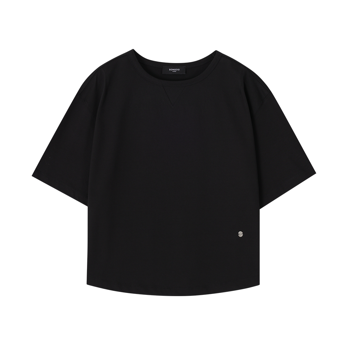 WI3TS306BK (W) SONGZIO Floral Embroidered T Shirt Black