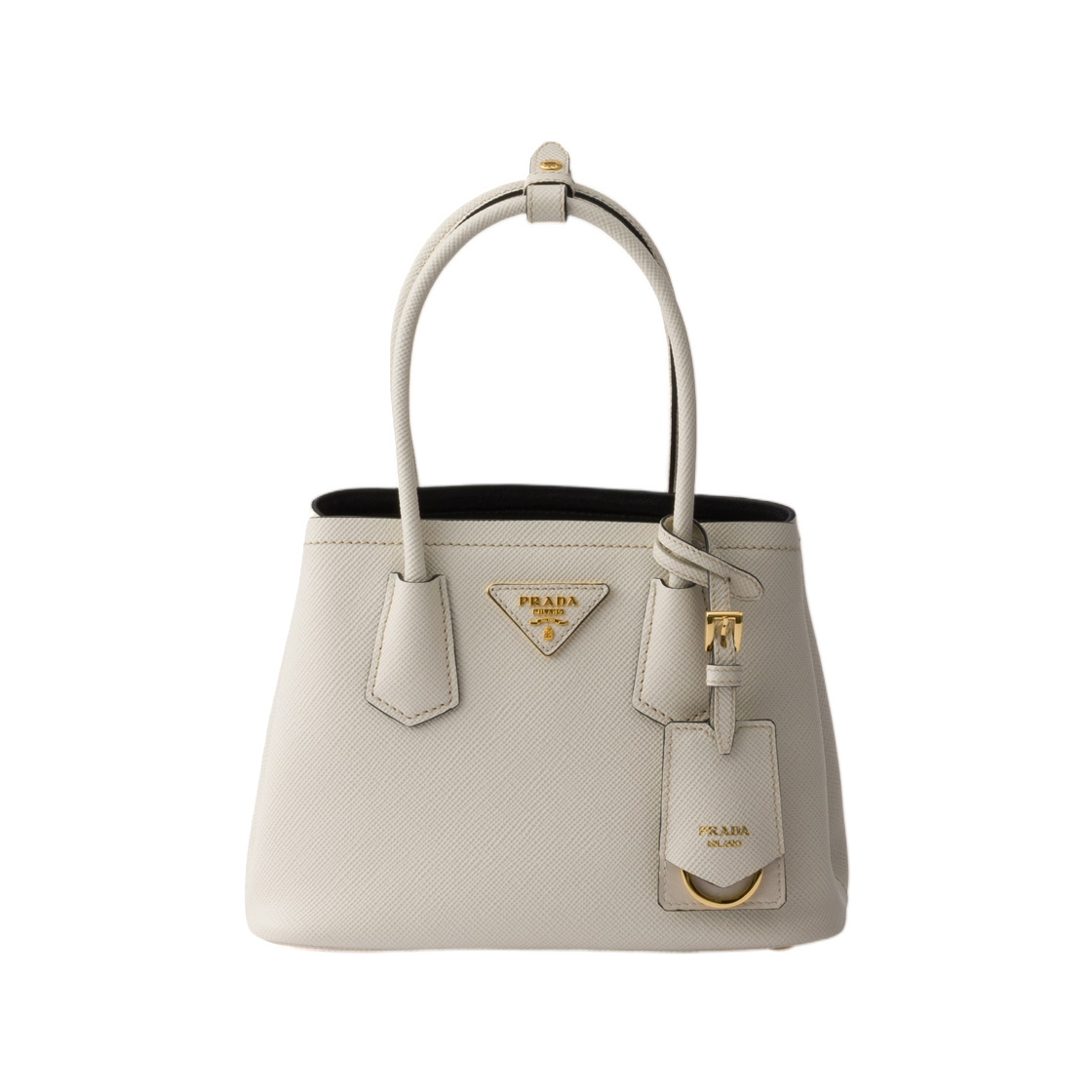 1BA497-2A4A-F0LH8 Prada Double Saffiano Leather Mini-Bag Chalk White Black