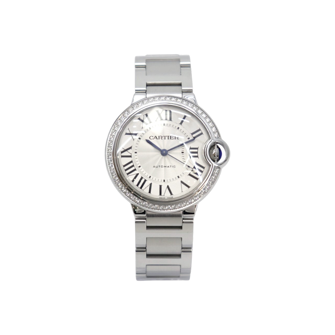 ITV52HWW6GCQ Cartier Ballon Bleu Steel Automatic Diamond Bezel