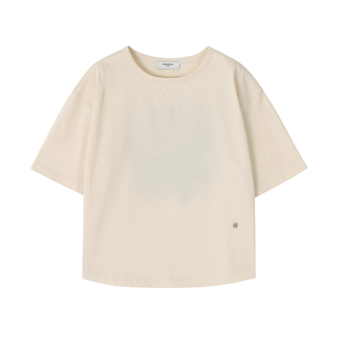 WI3TS307CR (W) SONGZIO Floral Embroidered T Shirt Cream