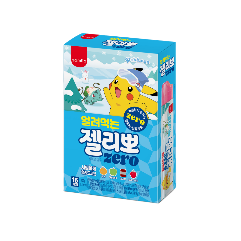 삼립 포켓몬 얼려먹는 ZERO젤리뽀 16입 3박스(48입)(Samlip Pokémon Freezable ZERO Jellyppo 16 Pieces × 3 Boxes (48 Pieces))