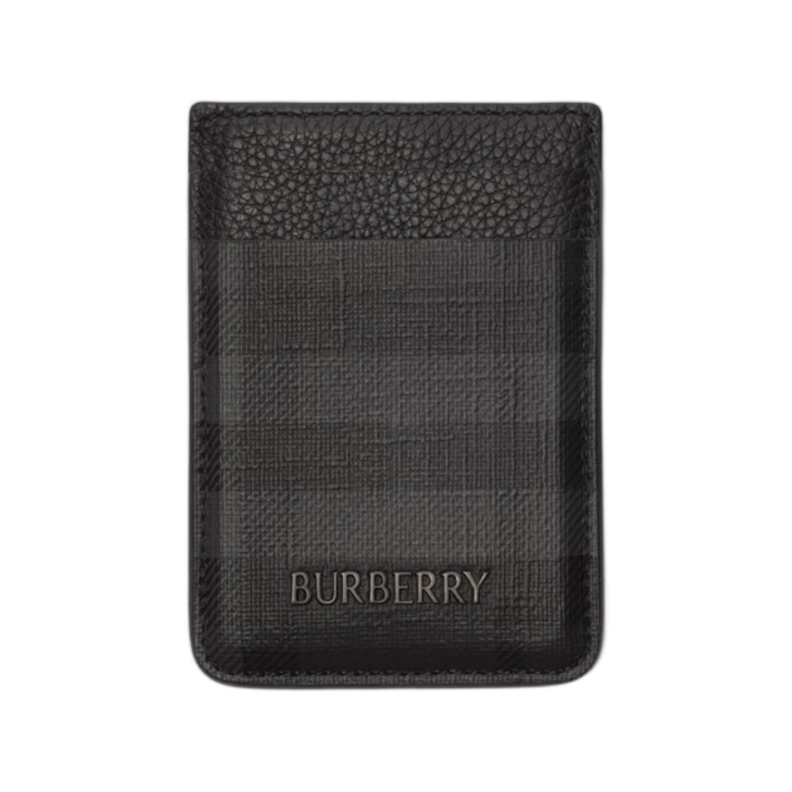 8127980 Burberry City Check Magnetic Card Case Iron Grey