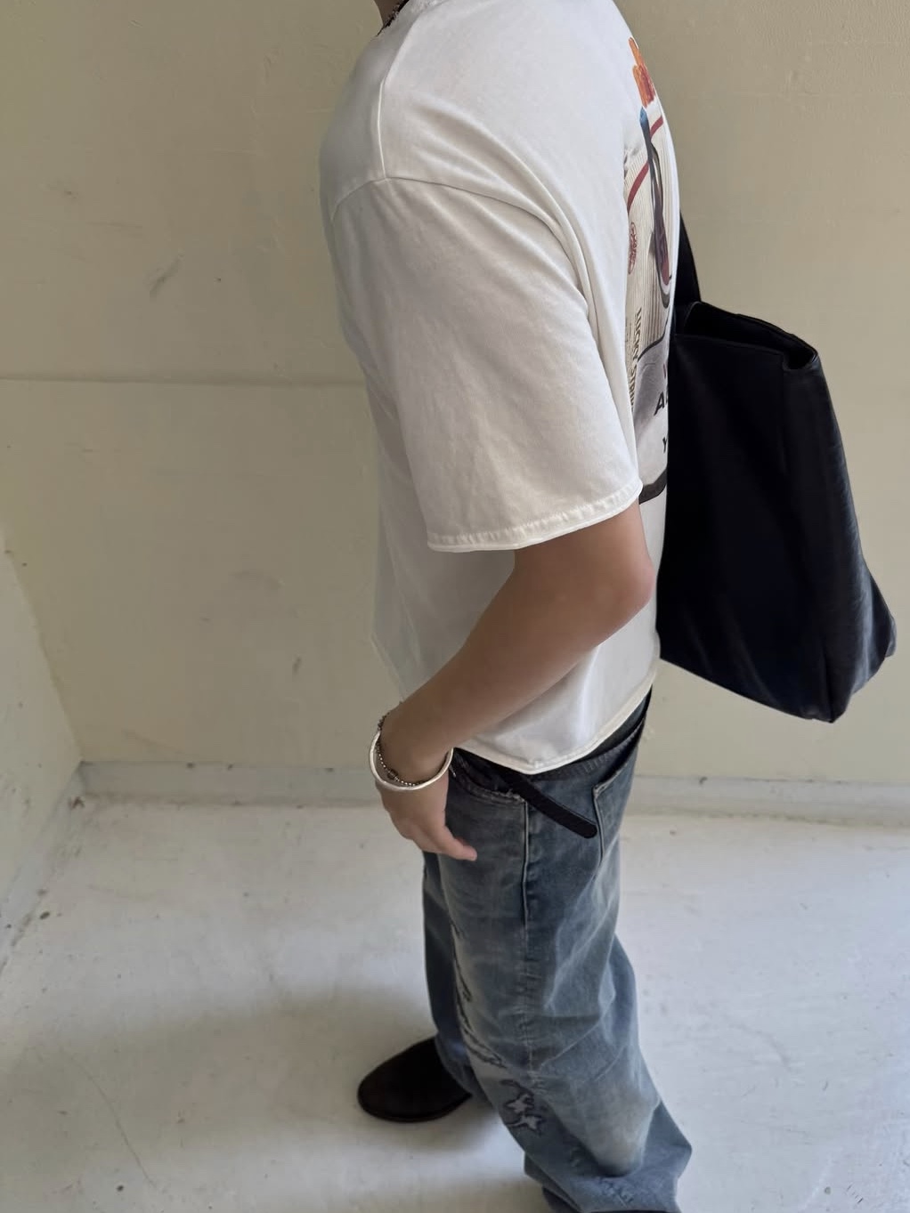 Epr. Layer Repaired Wide Leg Denim, Epr. Layer Smokers T-shirt 착용 스타일 - 3