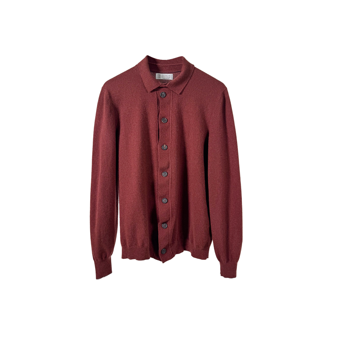 ITJKOC49PMFK Brunello Cucinelli Men Burgundy Cashmere Knit Cardigan