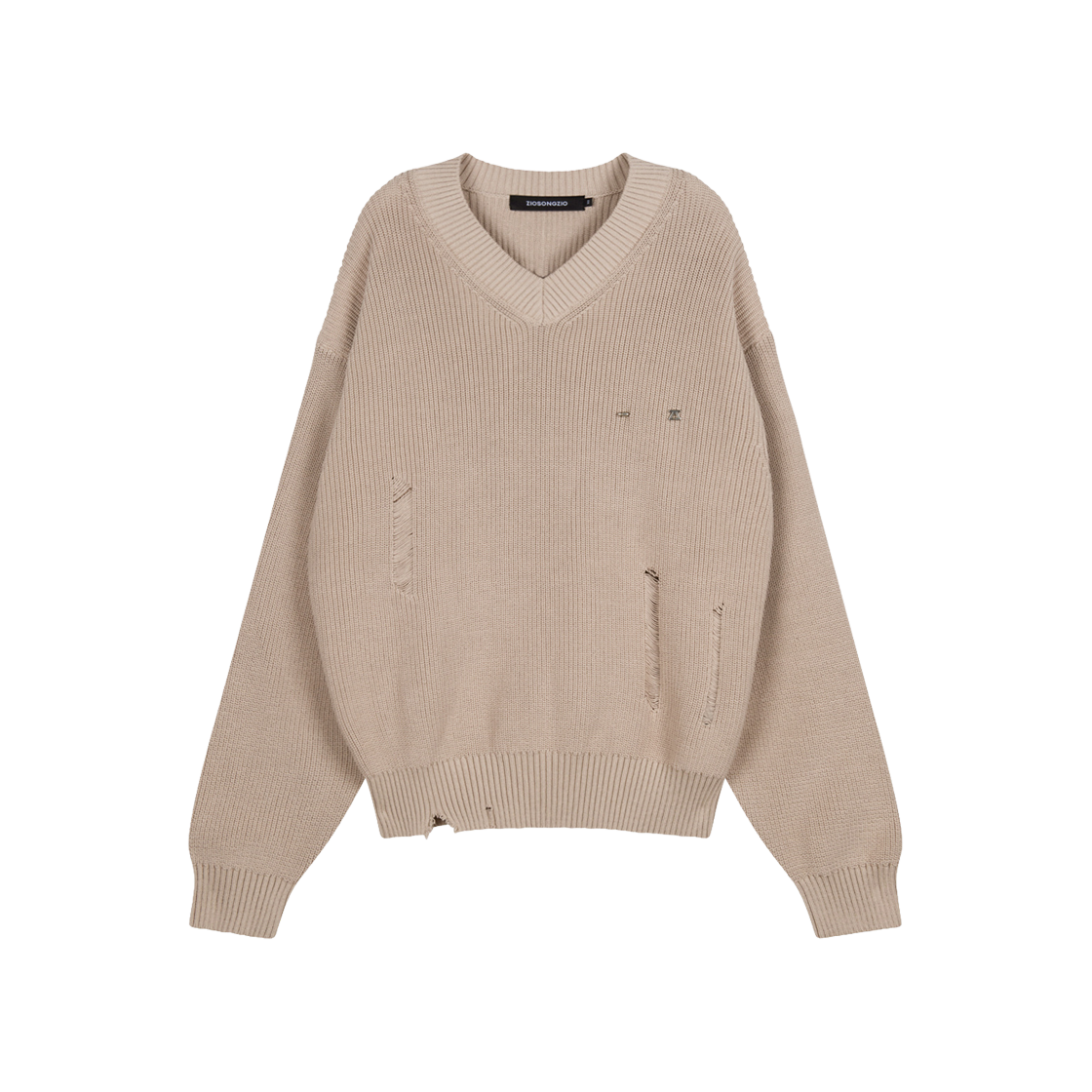 지오송지오 디스트로이드 브이넥 니트 베이지 ZI2KT213BE(ZIOSONGZIO Destroyed V Neck Knit Beige)