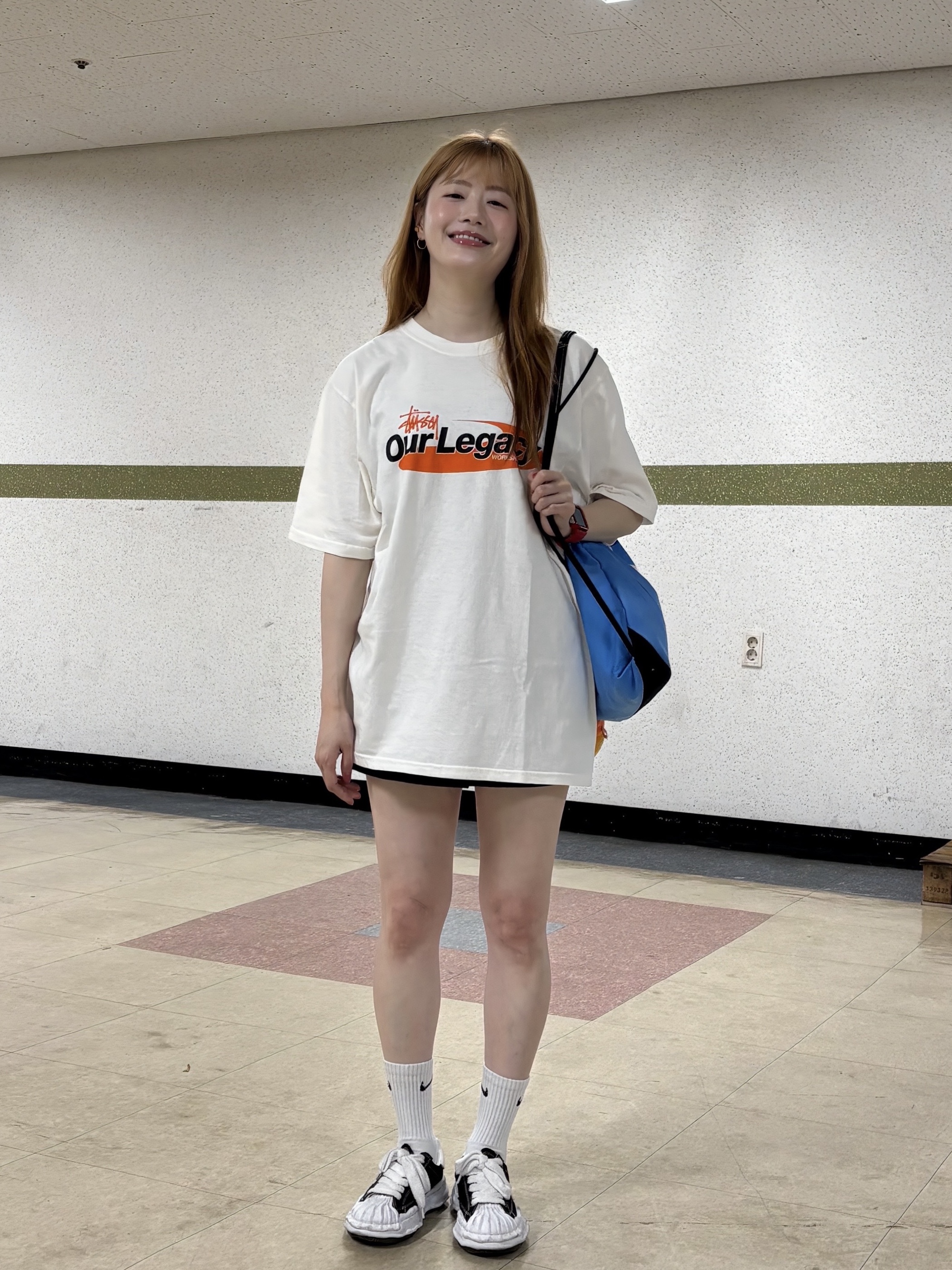 Stussy x Our Legacy Work Shop Swirl Pigment Dyed T-Shirt Natural, Maison Mihara Yasuhiro Blakey OG Sole Canvas Low-top Sneakers Black White 착용 스타일 - 9