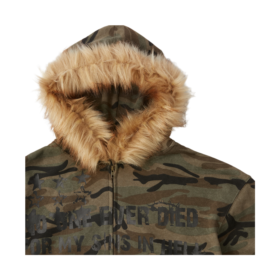 톤슬 그래픽 프린트 퍼 집업 후드 카모 브라운(TONSIL Graphic Printed Fur Hooded Zip-Up Sweat Brown) - 3