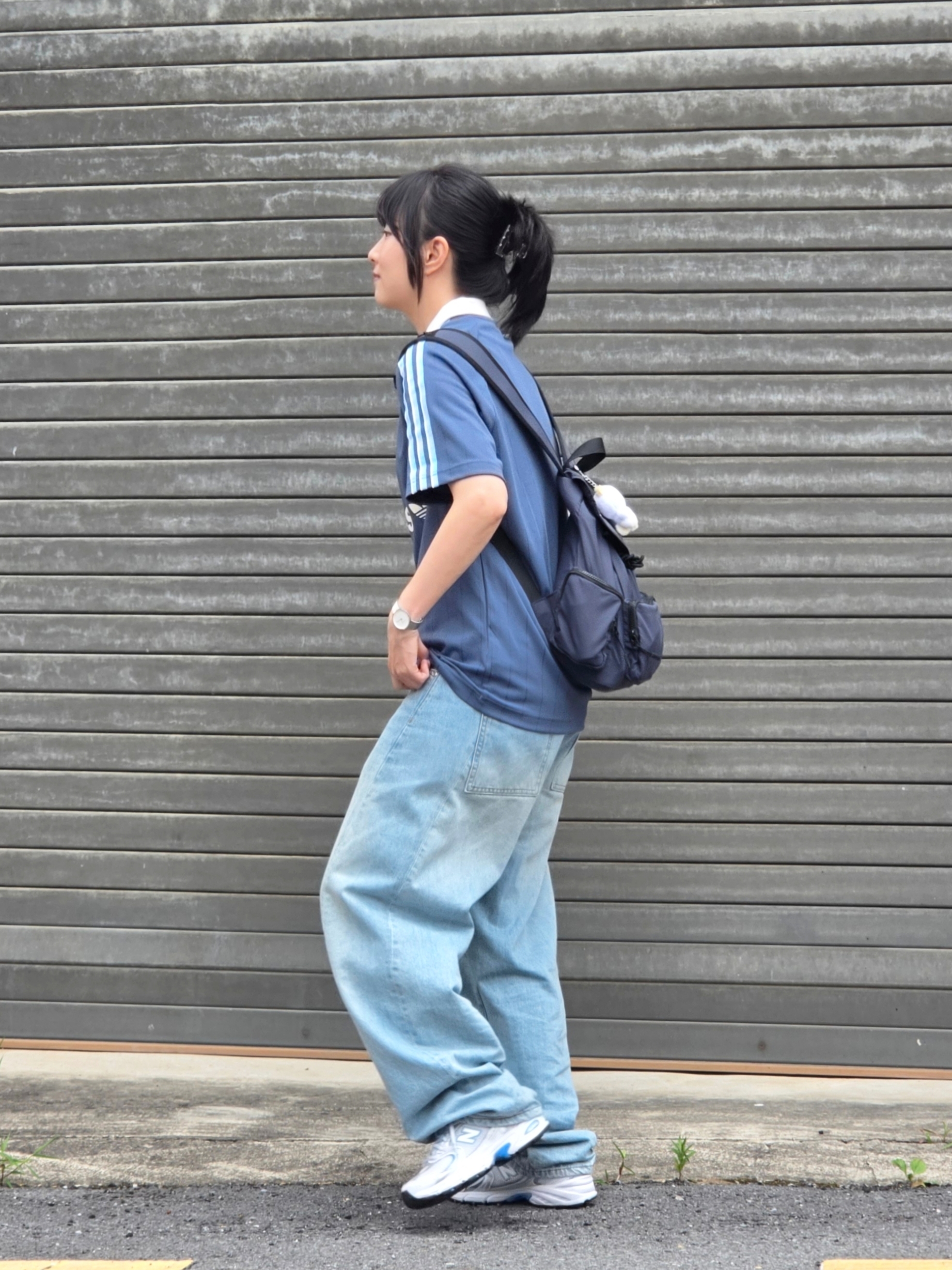 Adidas Pinstripe Jersey Preloved Ink - KR Sizing, New Balance 530 Sky Blue 착용 스타일 - 2