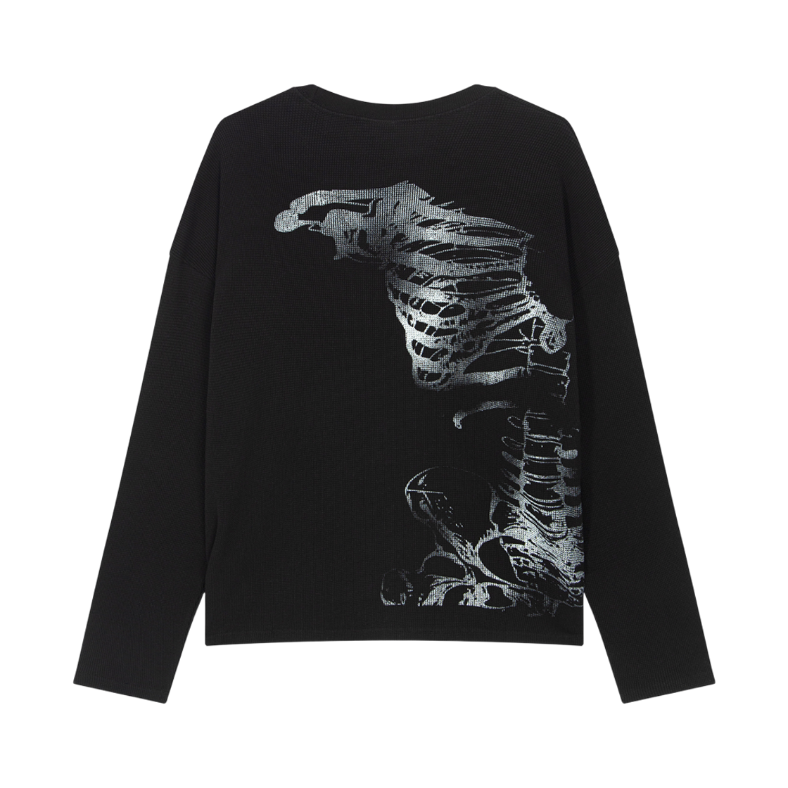 톤슬 그래픽 프린트 와플 티셔츠 블랙(TONSIL Graphic Print Waffle T-Shirt Black) - 2