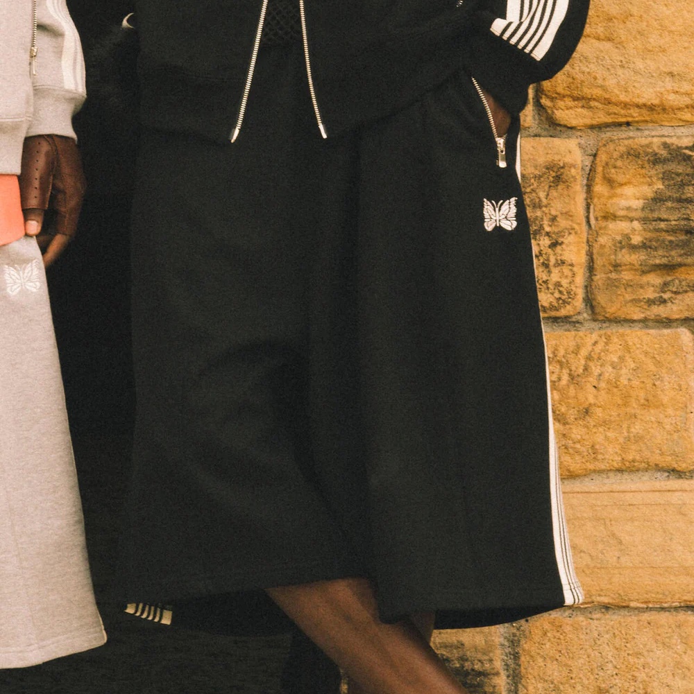 Needles x LHP H.D. Track Shorts Cotton Jersey Black - LHP Exclusive 착용 스타일