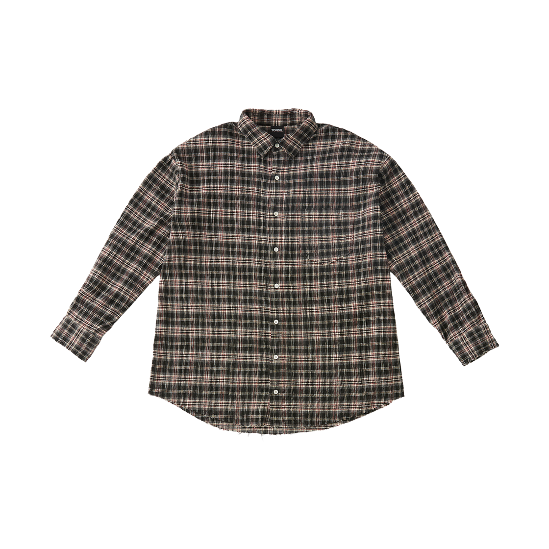 톤슬 데미지 플리츠 오버핏 셔츠 블랙(TONSIL Oversized Damaged Pleats Shirt Black)
