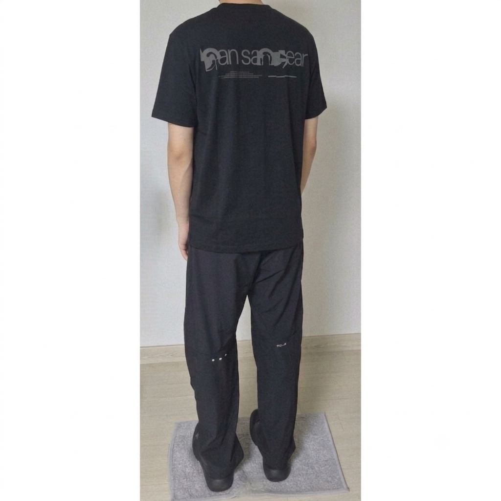 Salomon Alpinway Advanced Black Asphalt, Sansan Gear Logo T-Shirt Black - 25SS 착용 스타일 - 1