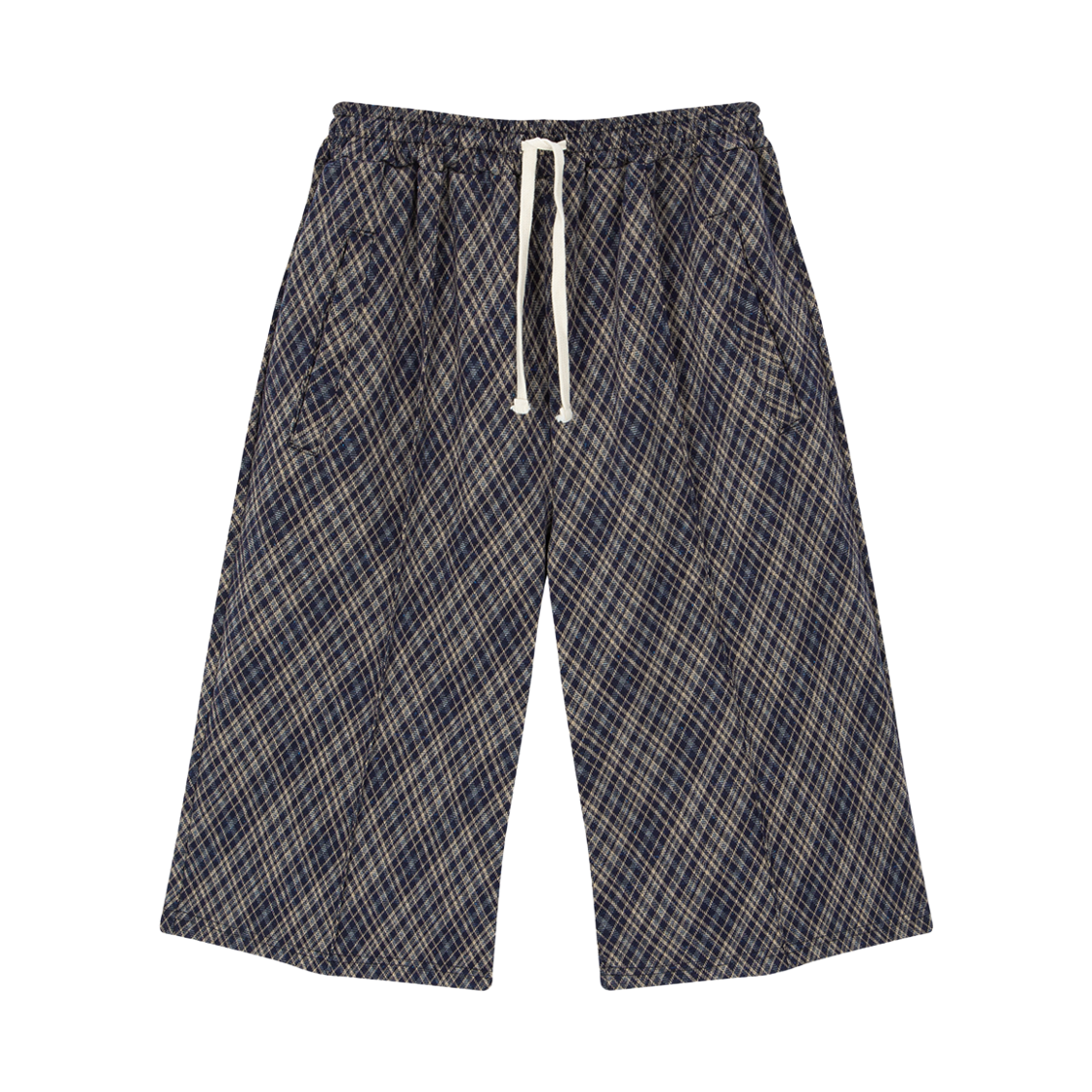 톤슬 빈티지 체크 밴딩 버뮤다 팬츠 네이비(TONSIL Vintage Check Banding Bermuda Pants Navy)