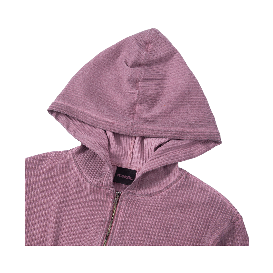 톤슬 더티 워싱 골지 집업 후드 버건디(TONSIL Dirty Washing Ribbed Zip-Up Hoodie Burgundy) - 3