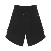TONSIL Pin-Tuck Washed Long Bermuda Pants Black