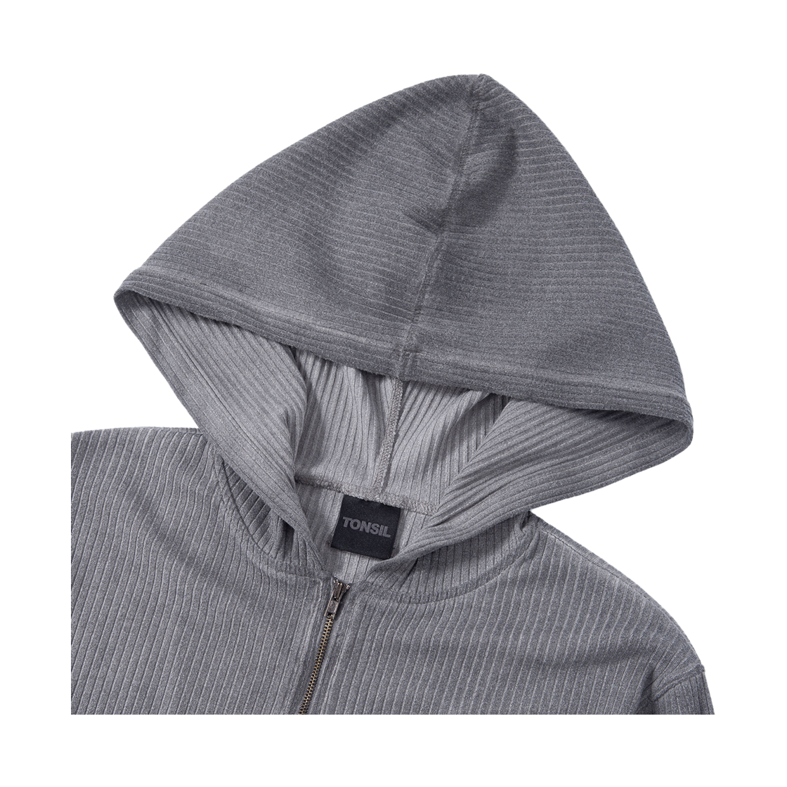 톤슬 더티 워싱 골지 집업 후드 차콜(TONSIL Dirty Washing Ribbed Zip-Up Hoodie Charcoal) - 3