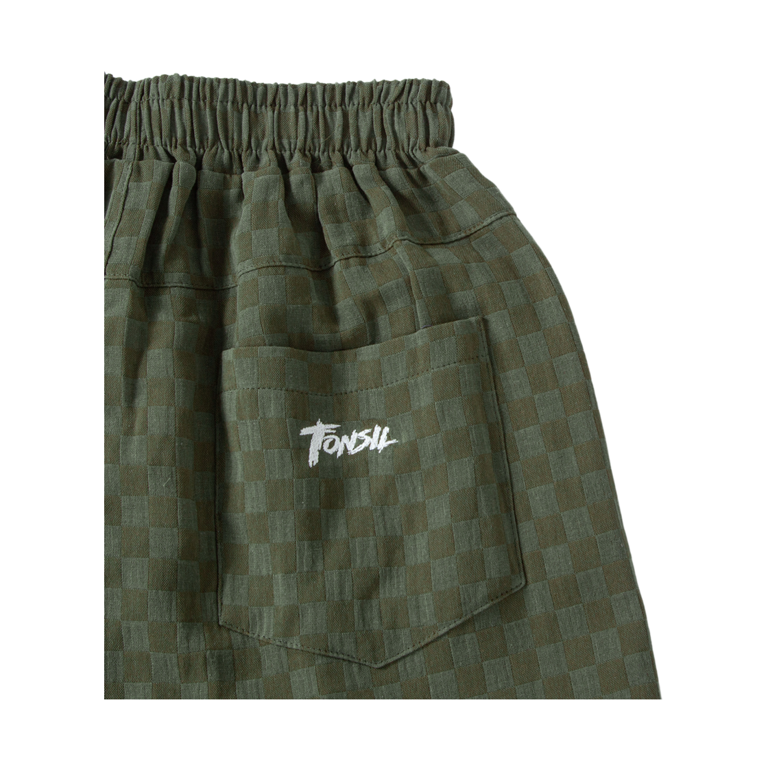 톤슬 체커보드 린넨라이크 버뮤다 팬츠 카키(TONSIL Checkerboard Linen-Like Bermuda Pants Khaki) - 6