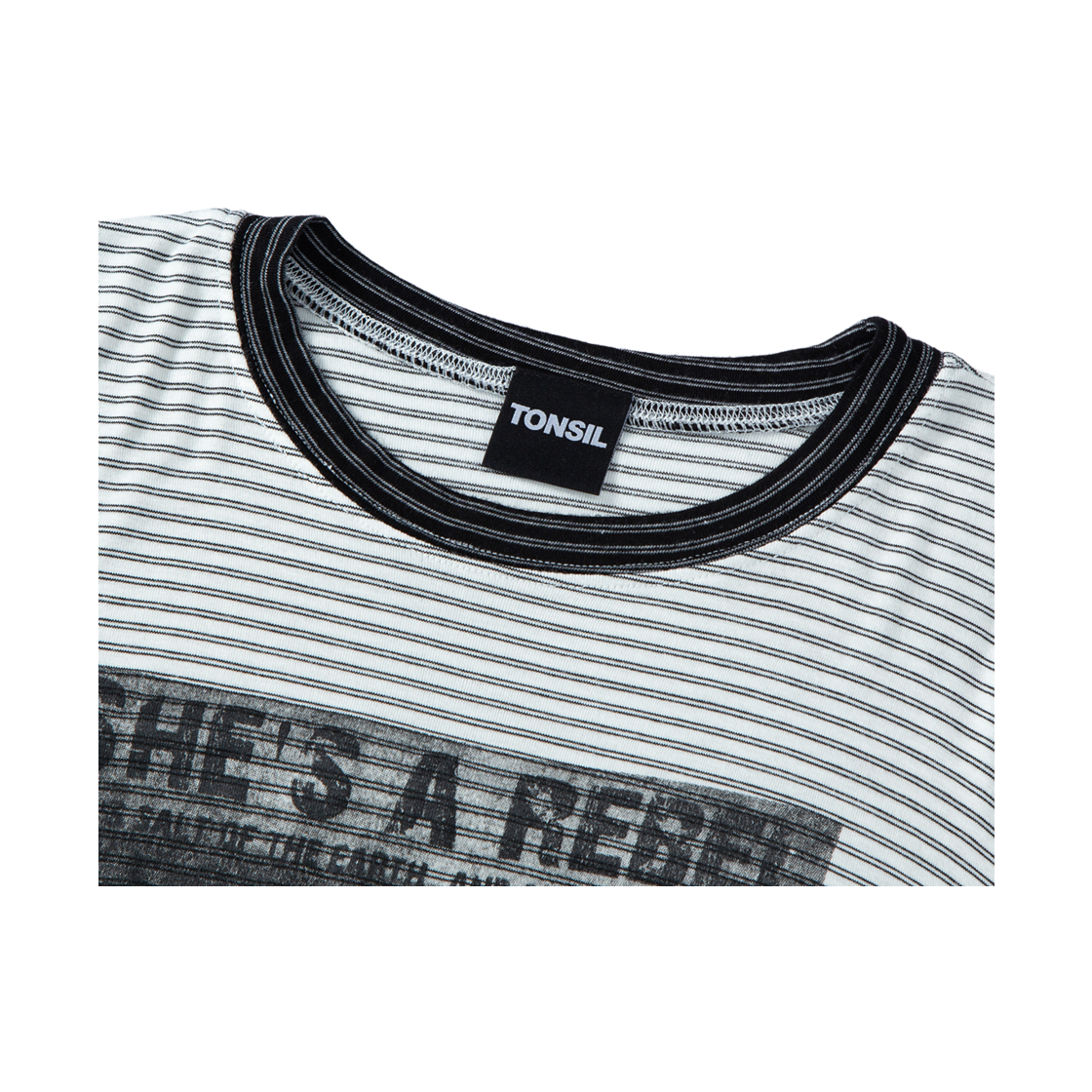 톤슬 그래픽 프린트 스트라이프 긴팔 티셔츠 화이트(TONSIL Graphic Printed Stripe T-Shirt White) - 3