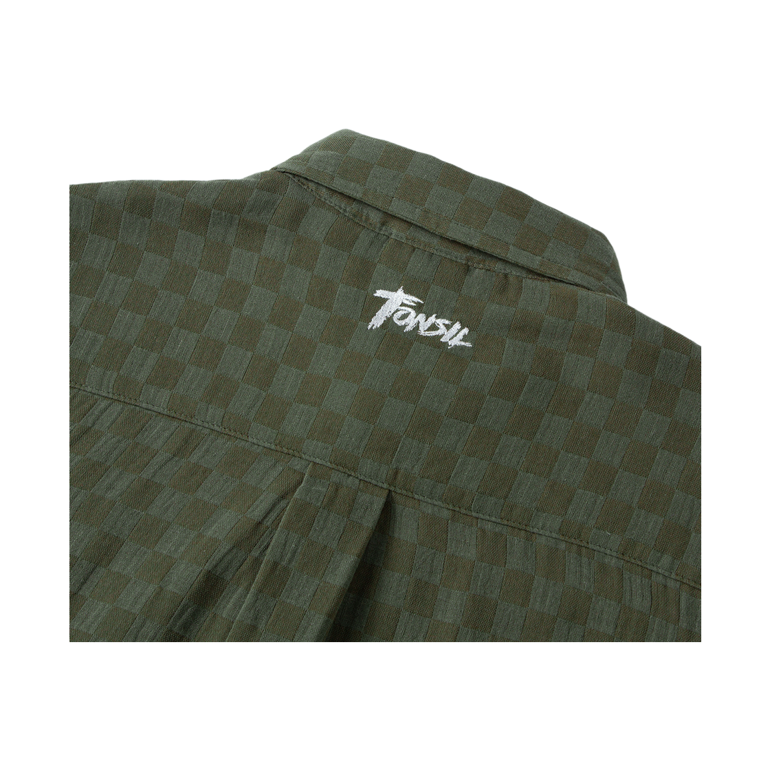 톤슬 체커보드 린넨라이크 반팔 셔츠 카키(TONSIL Checkerboard Linen-Like Short Sleeve Shirt Khaki) - 5