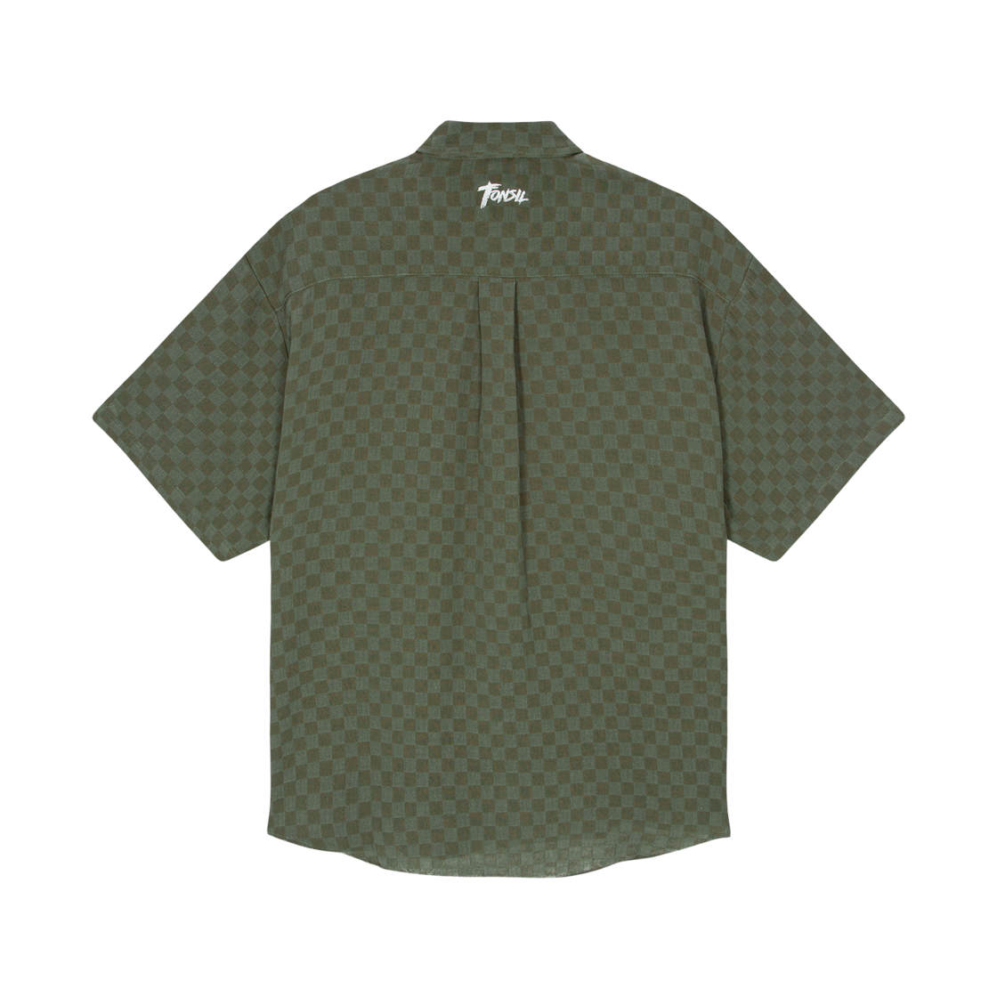 톤슬 체커보드 린넨라이크 반팔 셔츠 카키(TONSIL Checkerboard Linen-Like Short Sleeve Shirt Khaki) - 2
