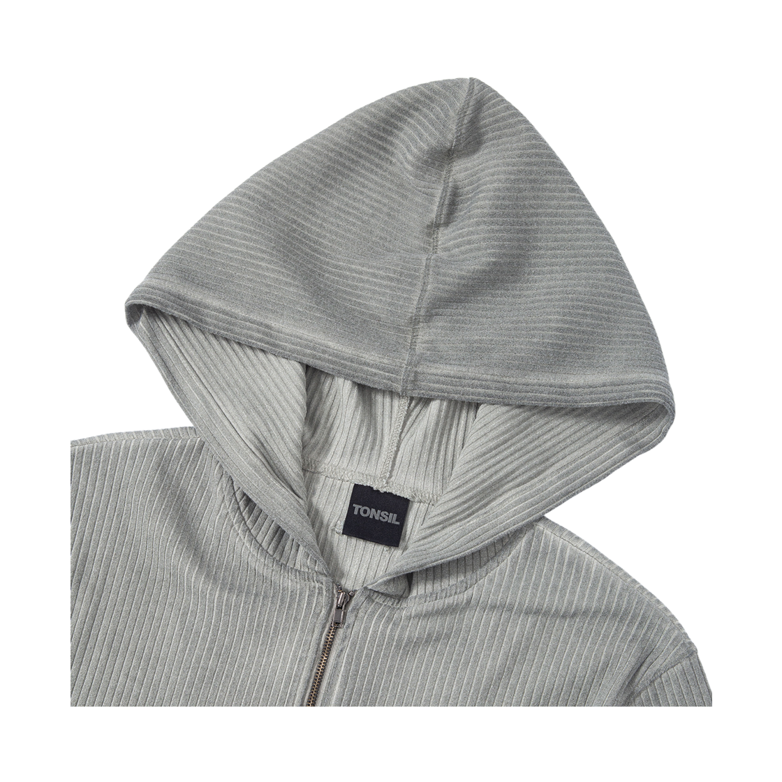 톤슬 더티 워싱 골지 집업 후드 카키(TONSIL Dirty Washing Ribbed Zip-Up Hoodie Khaki) - 3
