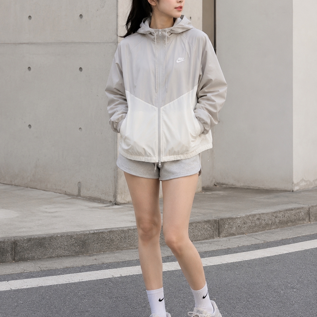 Nike Windrunner Lined Jacket Light Iron Ore Sail - Asia 착용 스타일 - 2