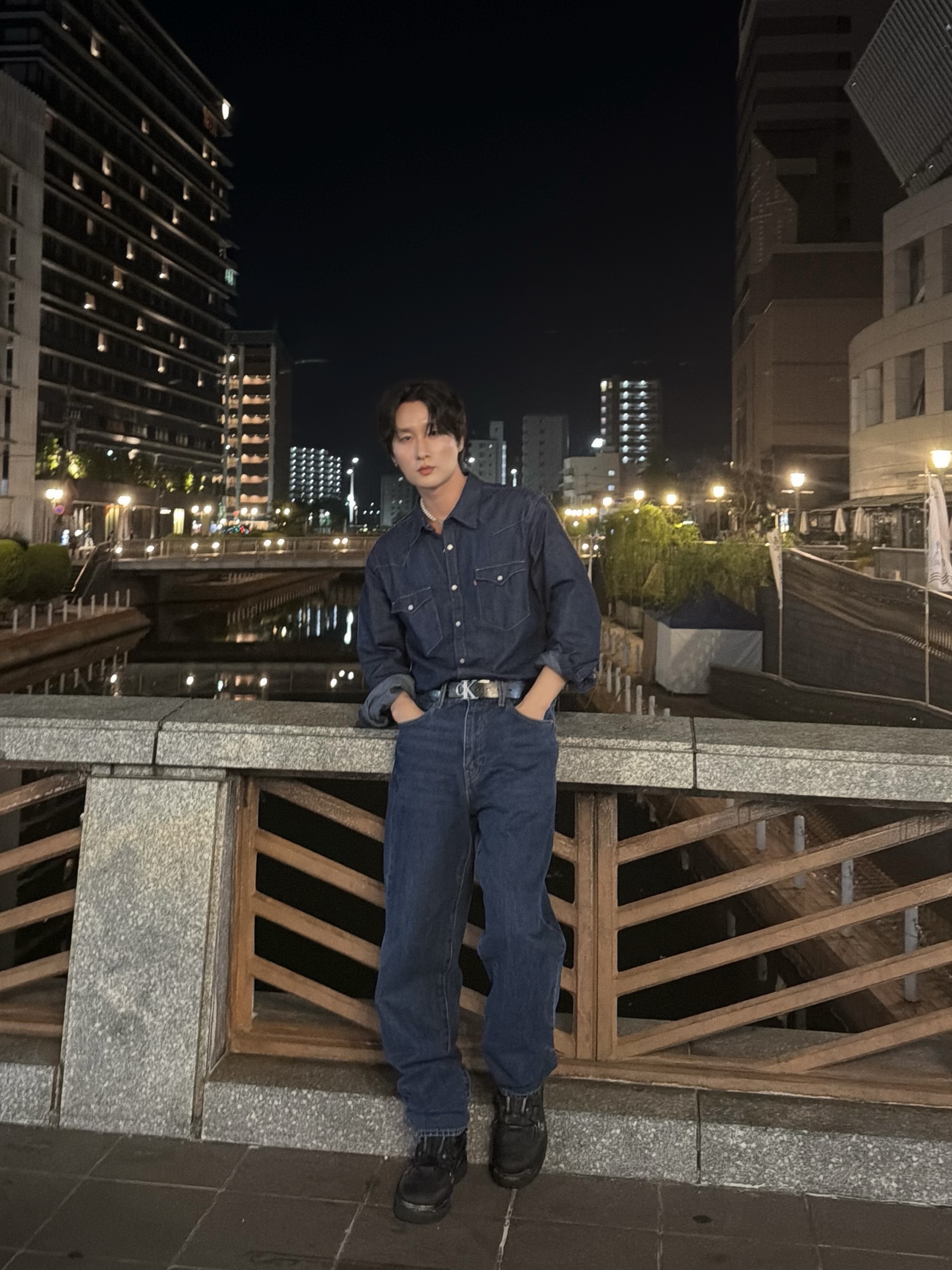 Levi's Barstow Western Shirt Blue, Scudo Extrabold Pink Shell  Pearl Necklace 8mm 착용 스타일 - 1