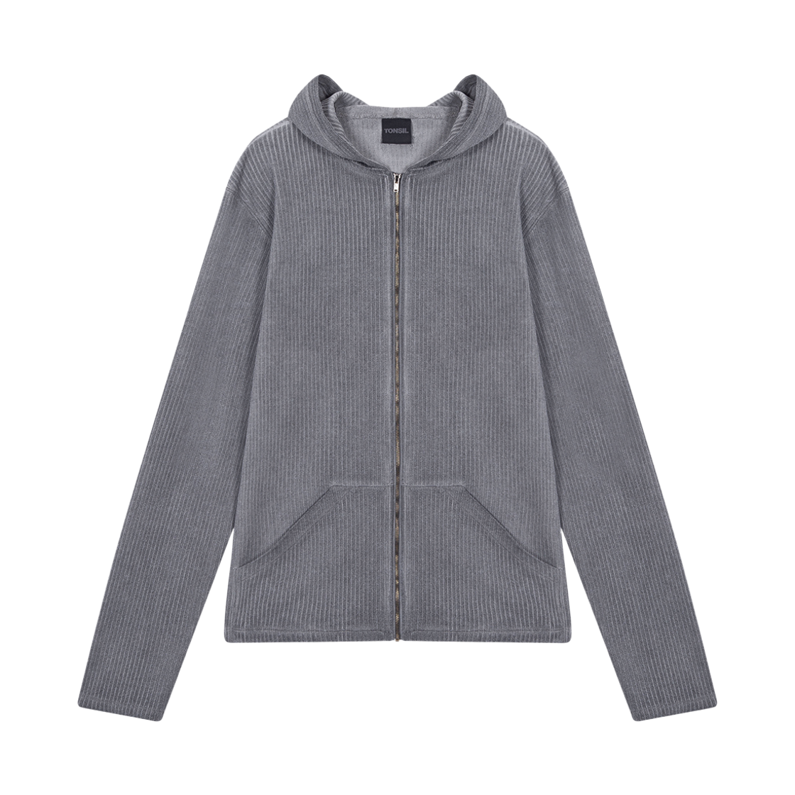 톤슬 더티 워싱 골지 집업 후드 차콜(TONSIL Dirty Washing Ribbed Zip-Up Hoodie Charcoal)