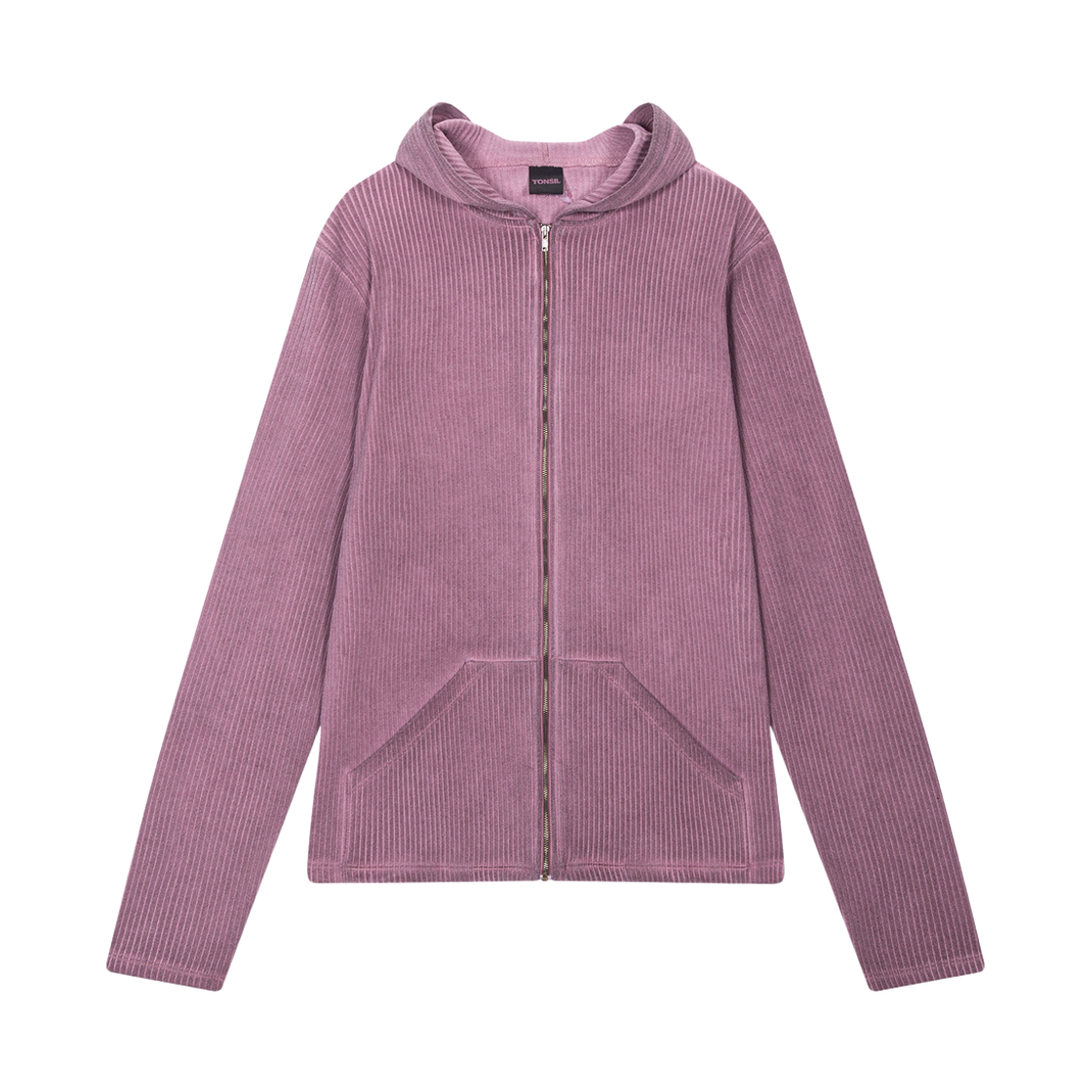 톤슬 더티 워싱 골지 집업 후드 버건디(TONSIL Dirty Washing Ribbed Zip-Up Hoodie Burgundy)