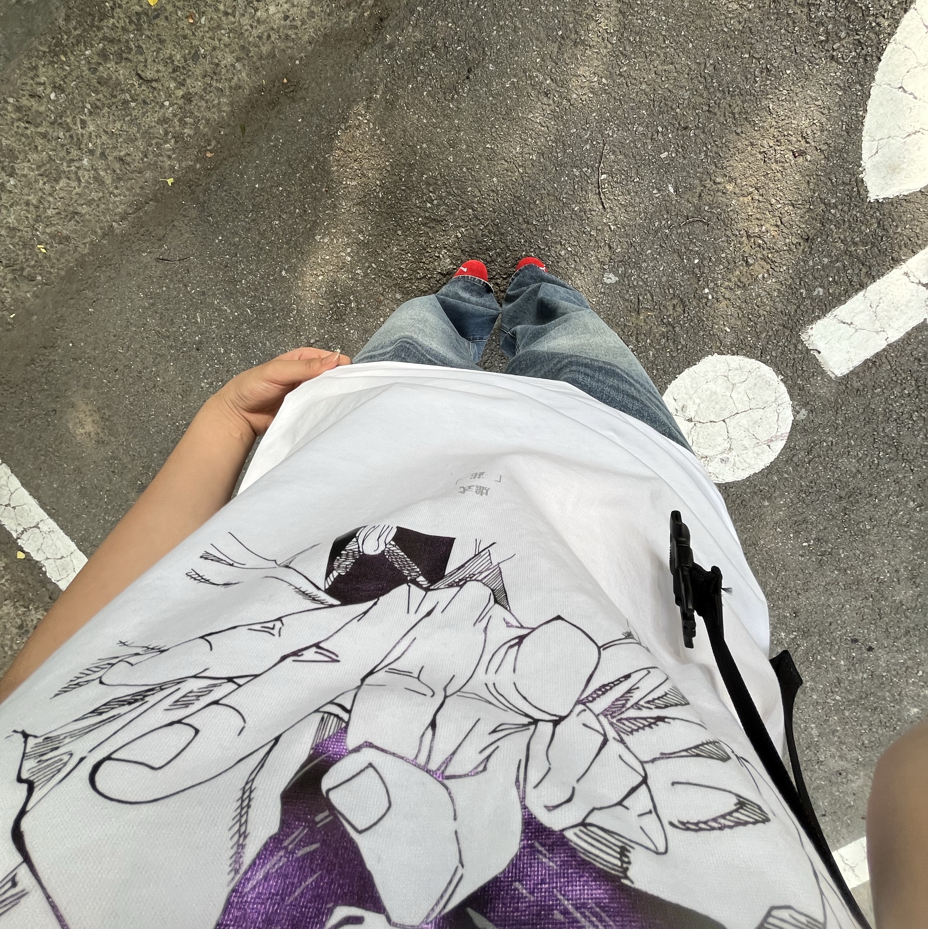 Puma Speedcat OG Red White, Uniqlo UT Shueisha 100th Anniversary Jujutsu Kaisen T-Shirt White 착용 스타일 - 2