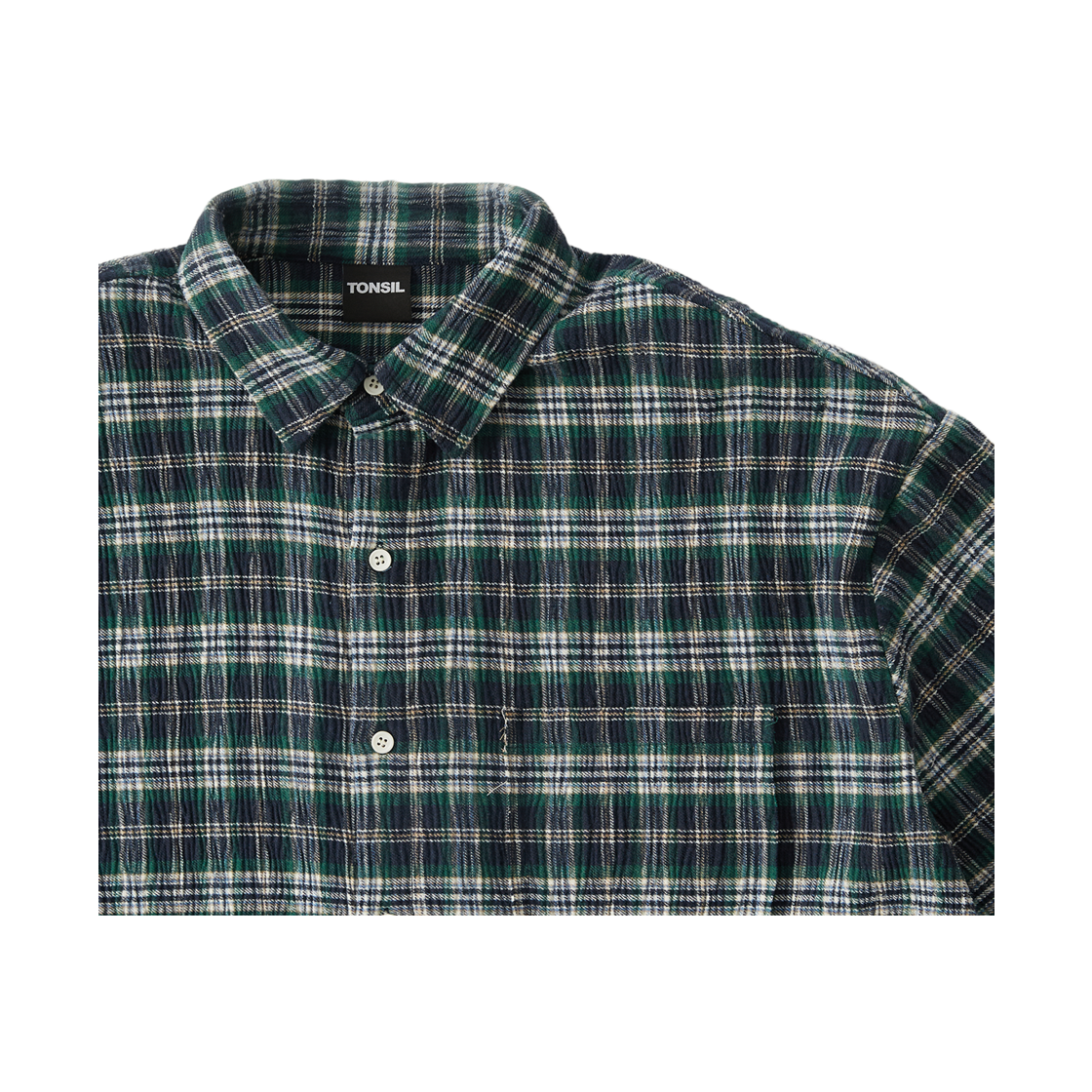 톤슬 데미지 플리츠 오버핏 셔츠 그린(TONSIL Oversized Damaged Pleats Shirt Green) - 3