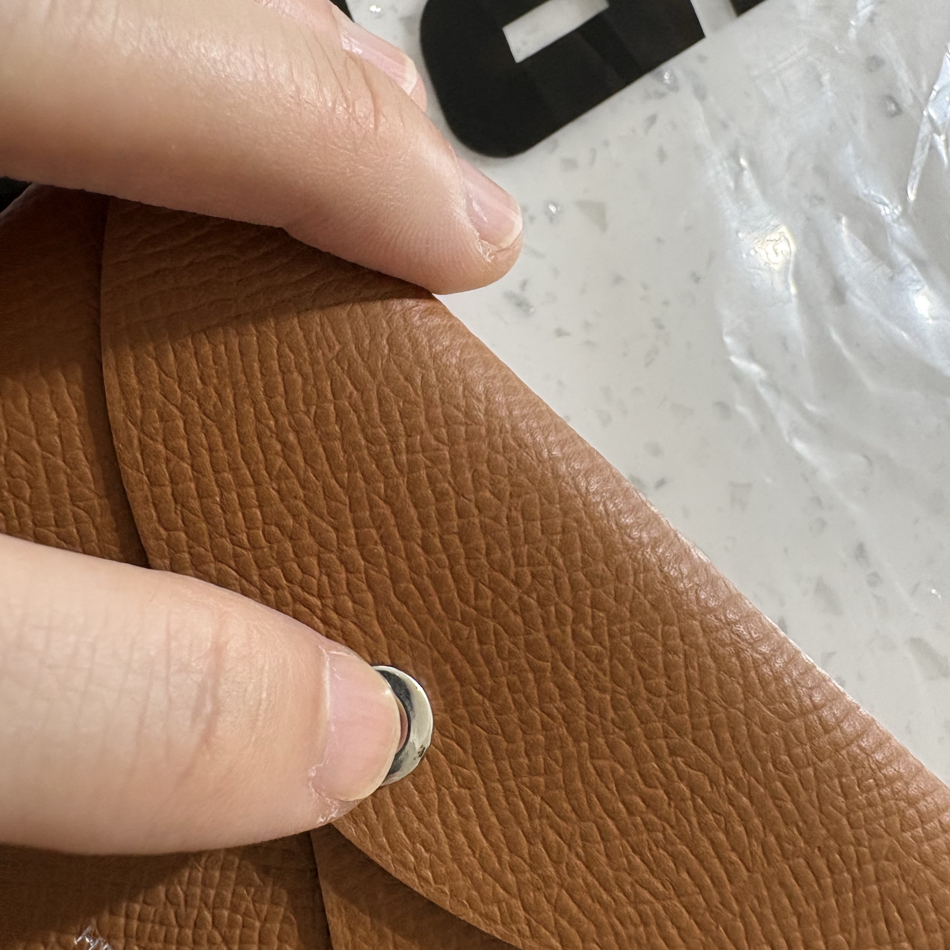 Hermes Calvi Duo Card Holder Epsom & Palladium Gold 착용 스타일