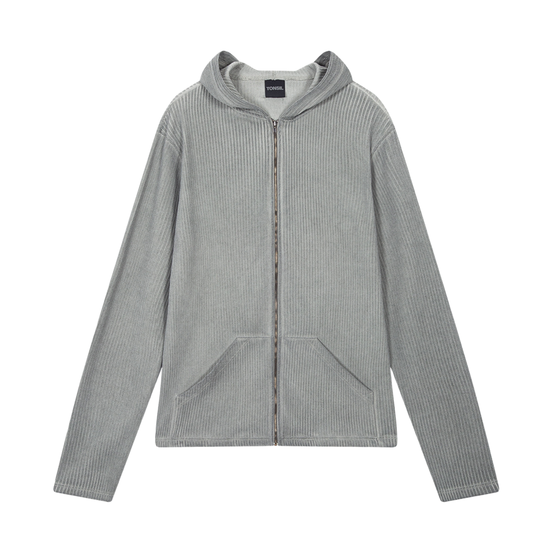 톤슬 더티 워싱 골지 집업 후드 카키(TONSIL Dirty Washing Ribbed Zip-Up Hoodie Khaki) - 1