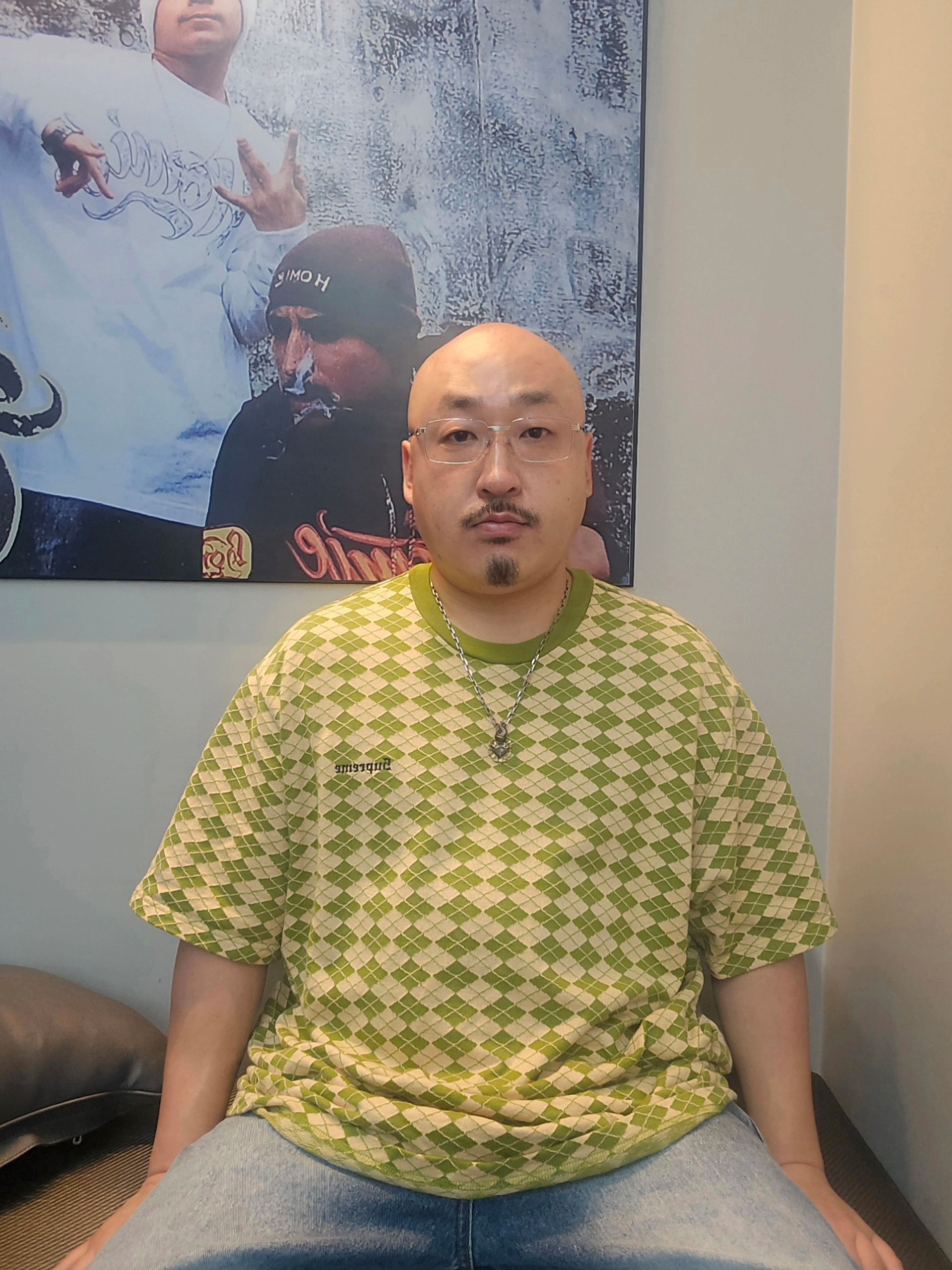 Supreme Diamond Jacquard S/S Top Green - 25SS 착용 스타일