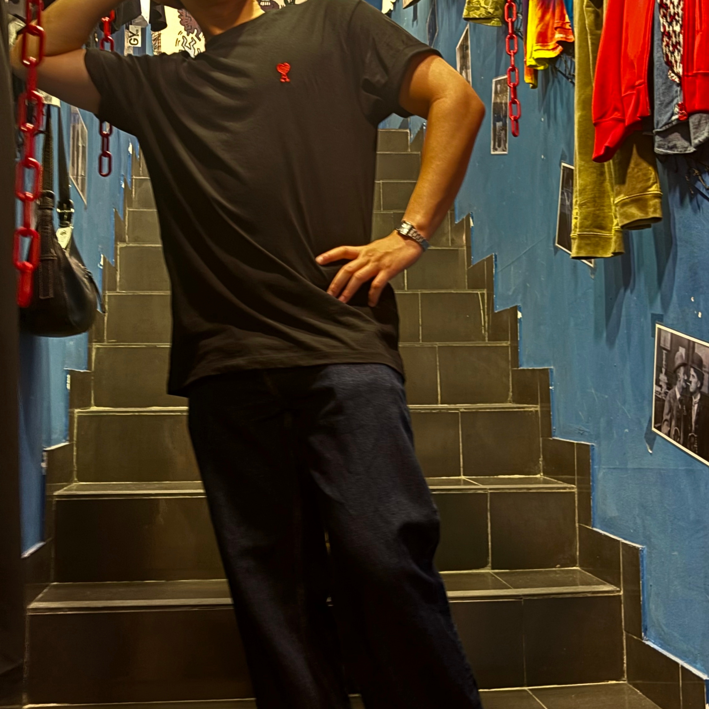 AMI de Coeur Boxy Fit T-Shirt Black 착용 스타일 - 1